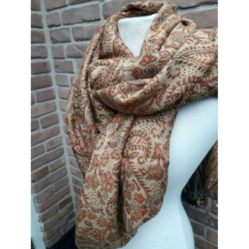 shawl pashmina paisley klassiek 40 42 44 wol zijde pauw veer