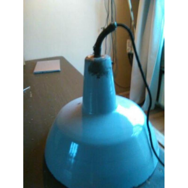 Grote industriele emaille fabriekslamp 45 cm grijs