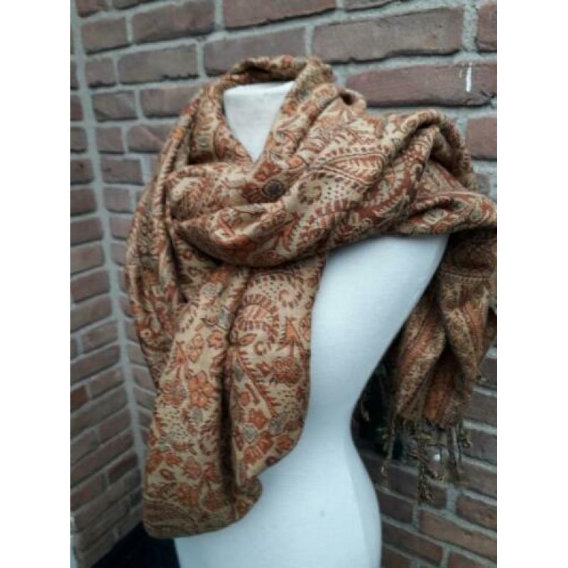 shawl pashmina paisley klassiek 40 42 44 wol zijde pauw veer