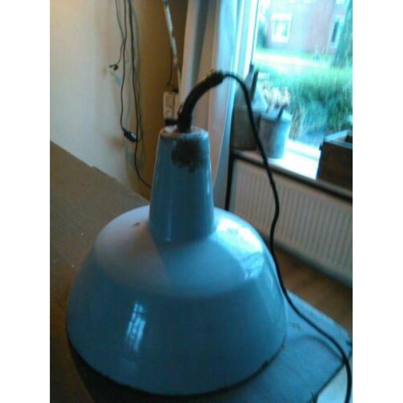 Grote industriele emaille fabriekslamp 45 cm grijs