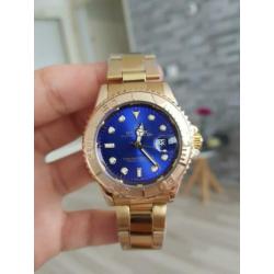 Rolex Horloge Goudkleurig met blauw Unisex Nieuw