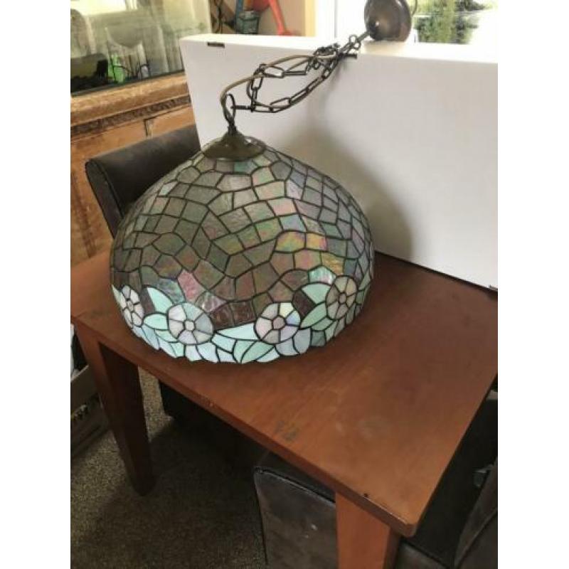 Mooie vintage Tiffany lamp, grote hanglamp 55 cm