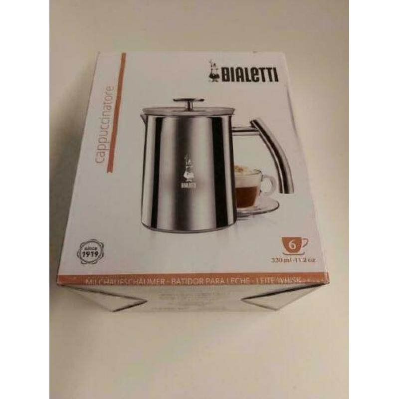 Bialetti Melkopschuimer roestvrijstaal nieuw in verpakking.