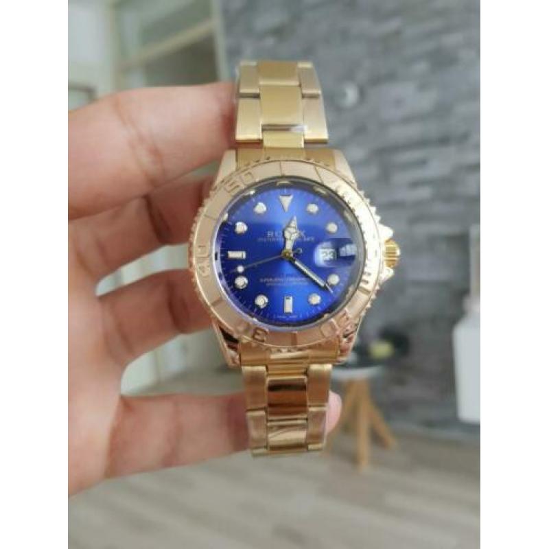 Rolex Horloge Goudkleurig met blauw Unisex Nieuw