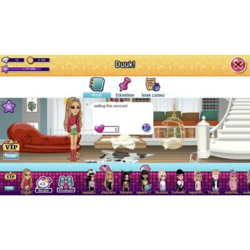 Moviestarplanet account turkse server level 18