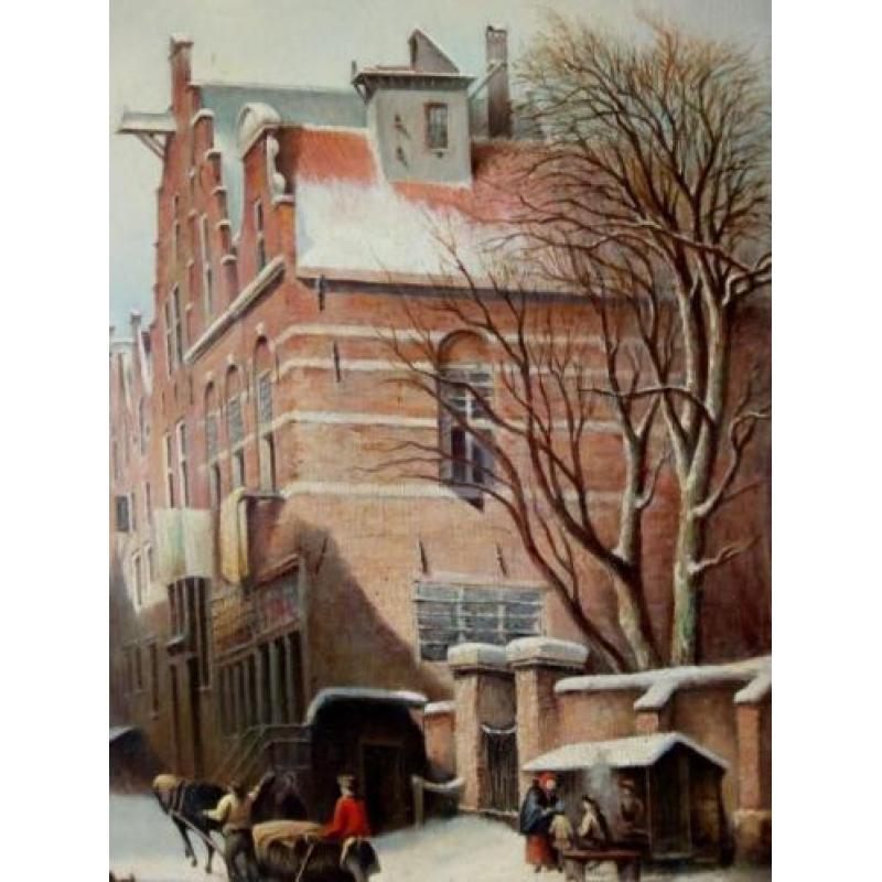 Hollands Stadsgezicht in de Winter - naar Cornelis Springer