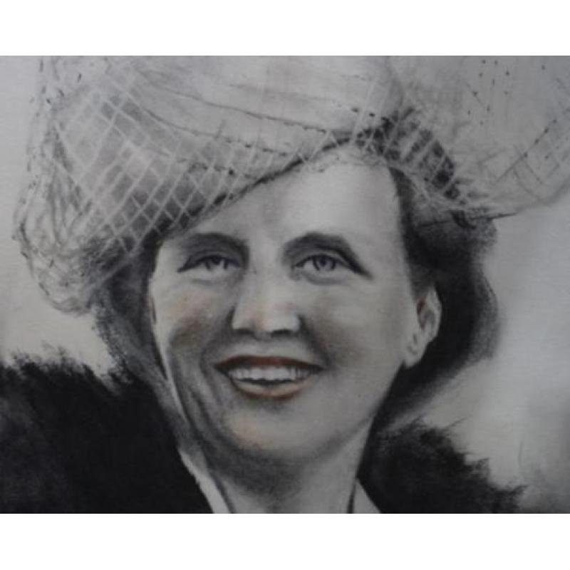 Jan van der Linde - Prinses Juliana - aquareltekening