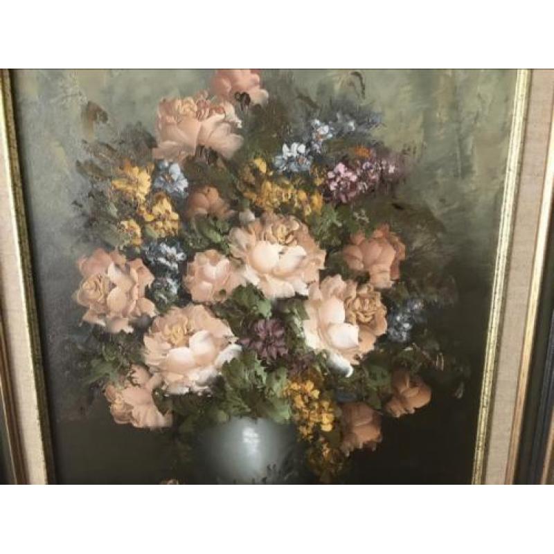 Mooi bloemen schilderij doek 40 x 50