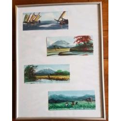 4 x mooie originele aquarellen Indonesië