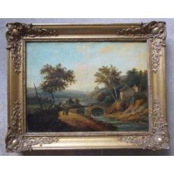 ==romantisch landschap met brug = ca 1860/80==