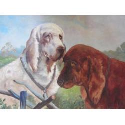 = gesigneerd==twee honden in landschap==gesigneerd==