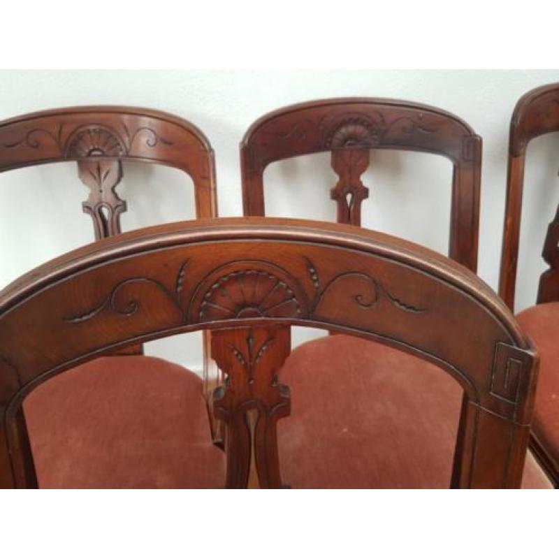 1870 Engelse mahonie stoelen, set van 4, zitten heerlijk