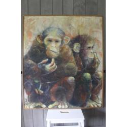 GVC (monogram), Olie op doek; 87x102 Chimpansees