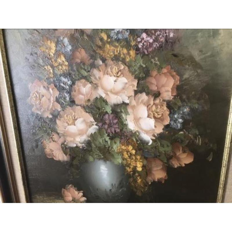 Mooi bloemen schilderij doek 40 x 50