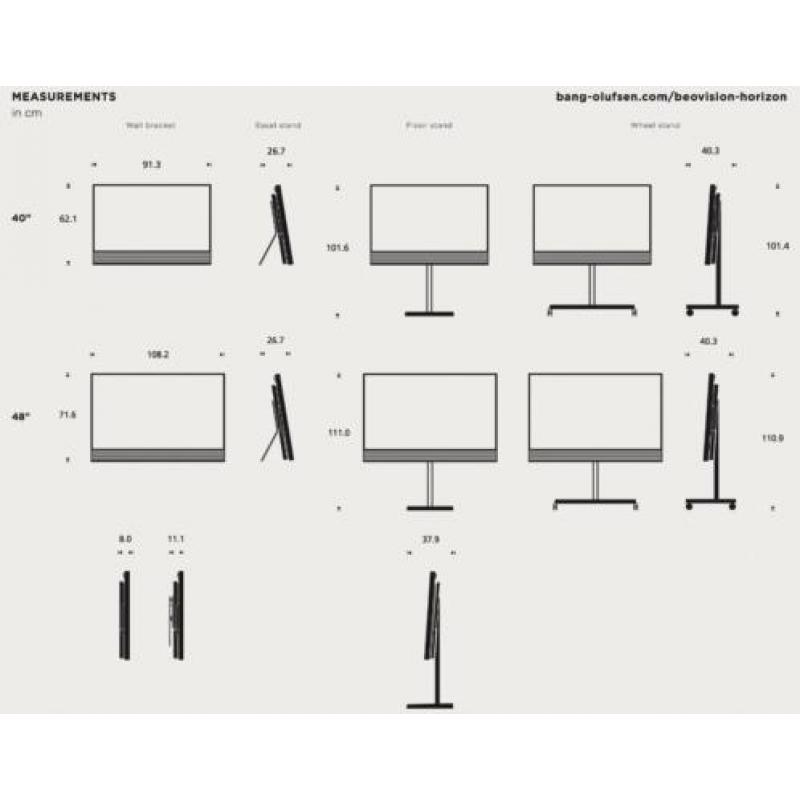 Ex-demo tv's: Beovision Horizon 40 & 48 B&O Bang en Olufsen