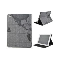 iPad Air 1 leren leer hoes hoesje case - Wereldkaart Grijs