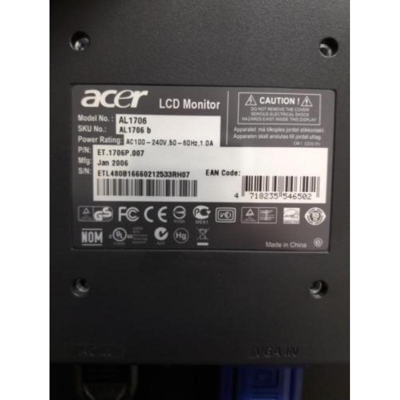 Acer AL1706 LCD TFT monitor scherm