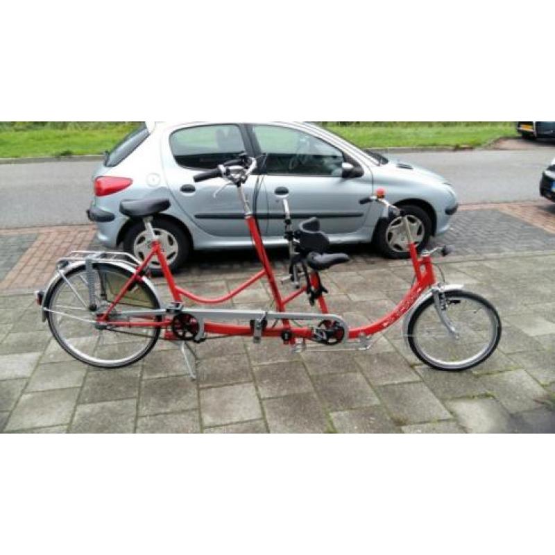 Duo fiets met 5 + 3 versnellingen/ouder kind tandem